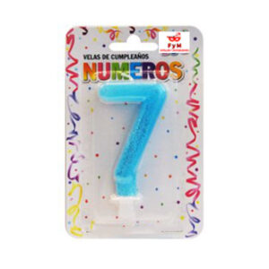 VELA NUMERO CELESTE BRILLOS Nº7