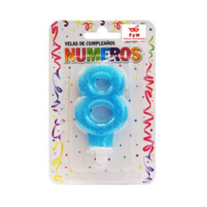 VELA NUMERO CELESTE BRILLOS Nº8