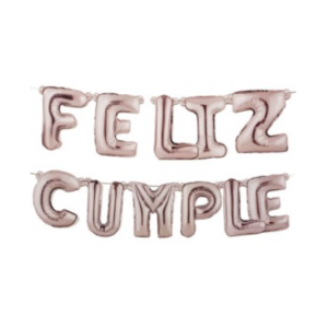 BANNER DE PAPEL SIMIL GLOBO PLATEADO *FELIZ CUMPLE*