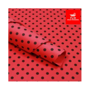 GOMA EVA IMPRESA ROJA LUNARES NEGROS 60x40cm x 10 unidades