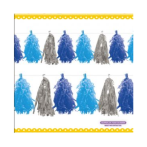 GUIRNALDA BORLAS CELESTE, AZUL Y PLATA (DIY) 300 Cm
