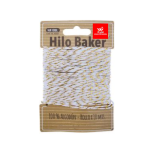 HILO BICOLOR BAKER TWINE BLANCO Y DORADO x 10 metros