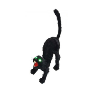 GATO AGAZAPADO  *BESTIA* 32x32x19cm Luz verde. Pilas incluidas
