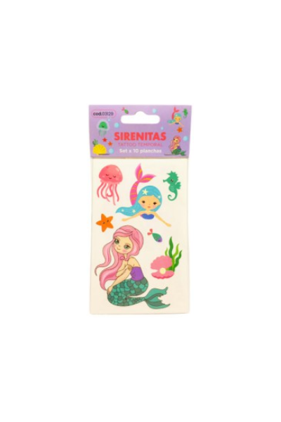 TATTOO TEMPORAL - SIRENITAS - Set x 10 planchas - Imagen 11