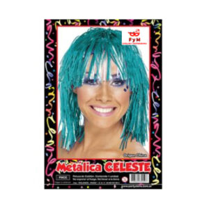 PELUCA METALIZADA CELESTE