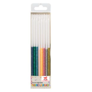 VELAS LARGAS GIBRE BICOLOR MULTICOLOR - Blister x 16 unidades