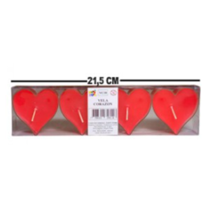VELAS CORAZON x 4 unidades