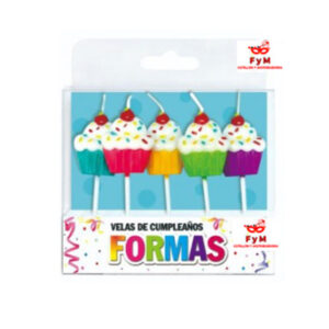 VELAS FORMAS - SET CUPCAKES X 5 PIEZAS