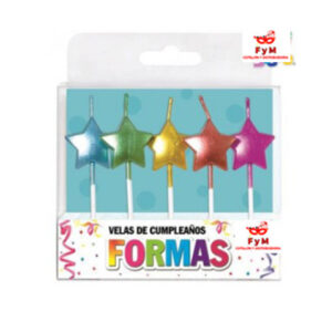 VELAS FORMAS - SET ESTRELLAS METALIZADAS X 5 PIEZAS