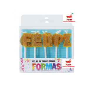 VELAS FORMAS - SET FELIZ CUMPLE DORADO