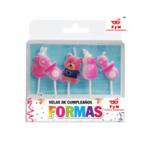 VELAS FORMAS - SET MI 1ER AÑITO NENA X 5 PIEZAS