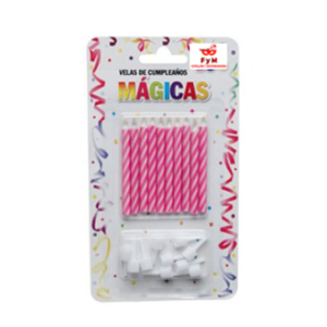 VELAS MAGICAS MAGENTAS - Blister x 10un. (se vuelven a encender)