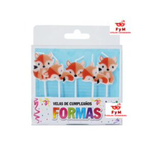 VELAS FORMAS - SET ZORRITO x5un.
