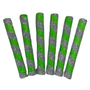 BENGALA PIRULIN PLATEADO Y VERDE MANZANA x6