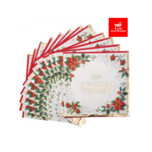 SERVILLETA DE PAPEL FLOR DE NAVIDAD x 12 unidades