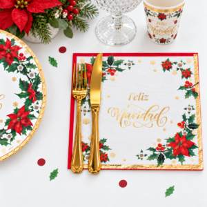 SERVILLETA DE PAPEL FLOR DE NAVIDAD x 12 unidades (36/144)