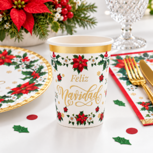 VASO DE POLIPAPEL FLOR DE NAVIDAD x 6 unidades (24/288)