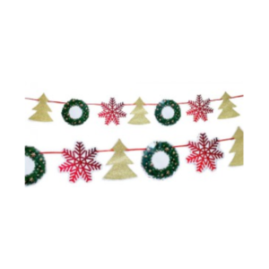 GUIRNALDA NAVIDEÑA PINO DORADO GLITTER Y BOLAS BICOLOR