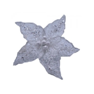 FLOR BLANCA CON GLITTER MEDIANA 16,5X16,5X8