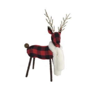 CIERVO LEÑADOR GRANDE CON BUFANDA BLANCA 30,5X20X9