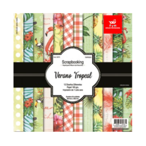 PAPEL SCRAPBOOKING 160gr *VERANO TROPICAL* 24hojas 30,5x30,5cm