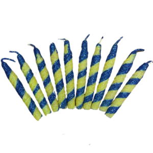 VELA PIRULIN AZUL Y AMARILLO x10