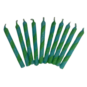 VELA PIRULIN CELESTE Y VERDE MANZANA x10