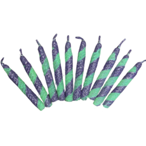 VELA PIRULIN LILA Y VERDE MANZANA x10