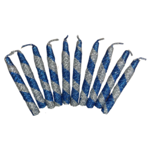 VELA PIRULIN PLATEADO Y AZUL x10