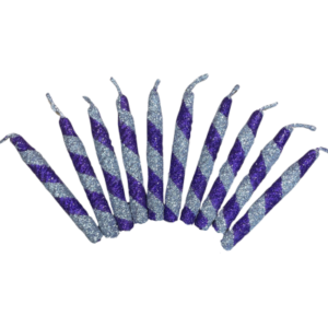 VELA PIRULIN PLATEADO Y VIOLETA x10