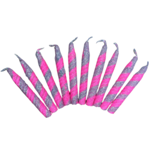 VELA PIRULIN ROSA CHICLE Y PLATEADO x10