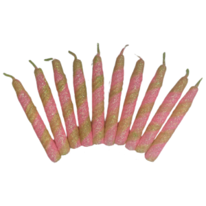 VELA PIRULIN ROSA CLARO Y VERDE MANZANA x10