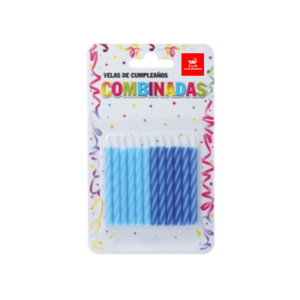 VELAS 6cm COMBINADAS AZULES x12un.