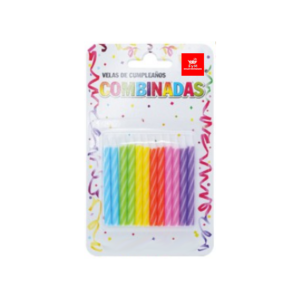 VELAS 6cm COMBINADAS MULTICOLOR x12un.