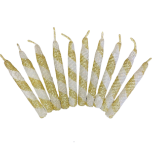 VELA PIRULIN BLANCO Y DORADO x10