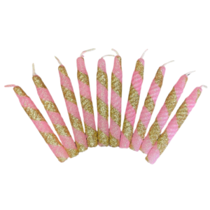 VELA PIRULIN ROSA CLARO Y DORADO x10