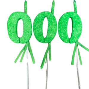 NUMEROS VELA CHICO TELGOPOR VERDE MANZANA 0 x3