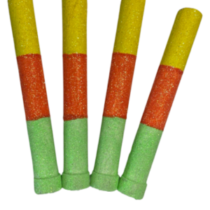 BENGALA TRICOLOR AMARILLO, NARANJA Y VERDE MANZANA x4