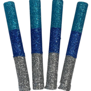 BENGALA TRICOLOR TURQUESA, AZUL Y PLATA x4