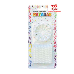 VELAS RAYADAS BLANCAS C/12 BASES - Blister x 24 u