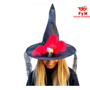 GORRO BRUJA CALAVERA Y FLORES
