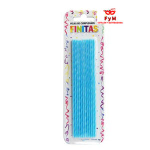 VELAS FINITAS 17cm TORNEADAS CELESTES - Blister x 24 u