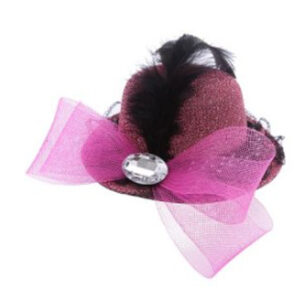 MINI GALERA DAMA GLITTER ROSA CON GEMA Y PLUMA NEGRA