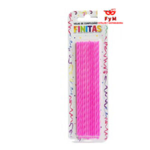 VELAS FINITAS 17cm TORNEADAS MAGENTAS - Blister x 24 u