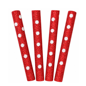 BENGALA LUNAR ROJA CON LUNARES BLANCOS x4