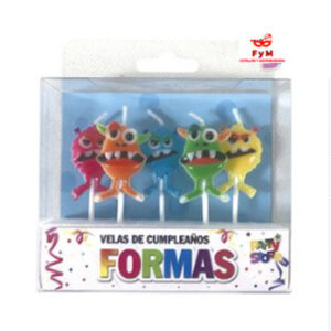 VELAS FORMAS - SET MONSTRUOS x 5 unidades