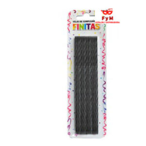VELAS FINITAS 17cm TORNEADAS NEGRAS - Blister x 24 u