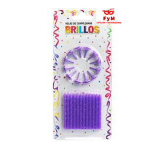 VELAS BRILLOS VIOLETAS C/12 BASES - Blister x 24 u