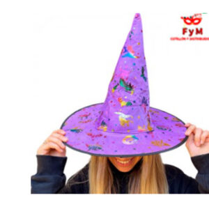 GORRO BRUJA *ANACLETA* VIOLETA IMPRESION IRIDISCENTE
