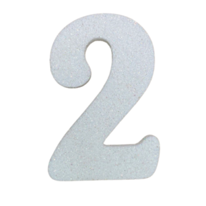 NÚMERO GRANDE LISO TELGOPOR BLANCO 2 (9,5cm x3) FyM